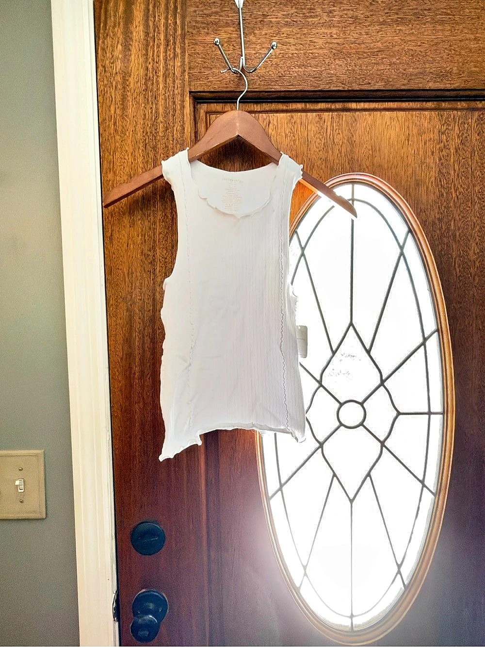 Free people White Ribbed Tank Top Size Medium/large